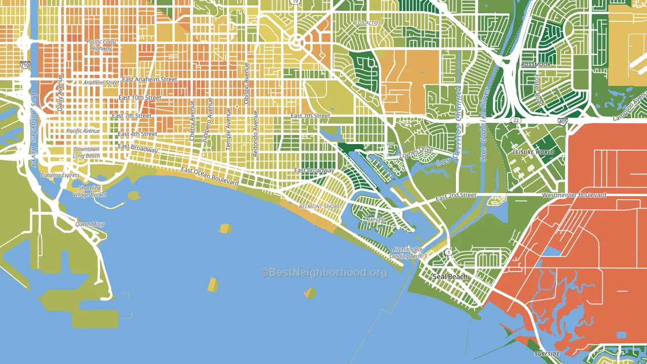 90803, CA block-group voter-turnout map