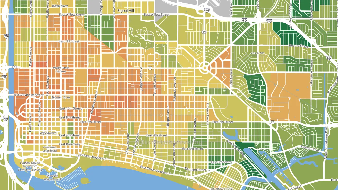 90804, CA block-group voter-turnout map