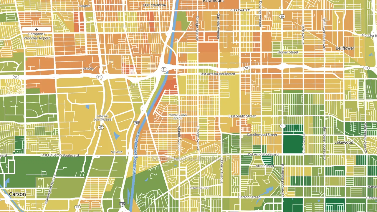 90805, CA block-group voter-turnout map