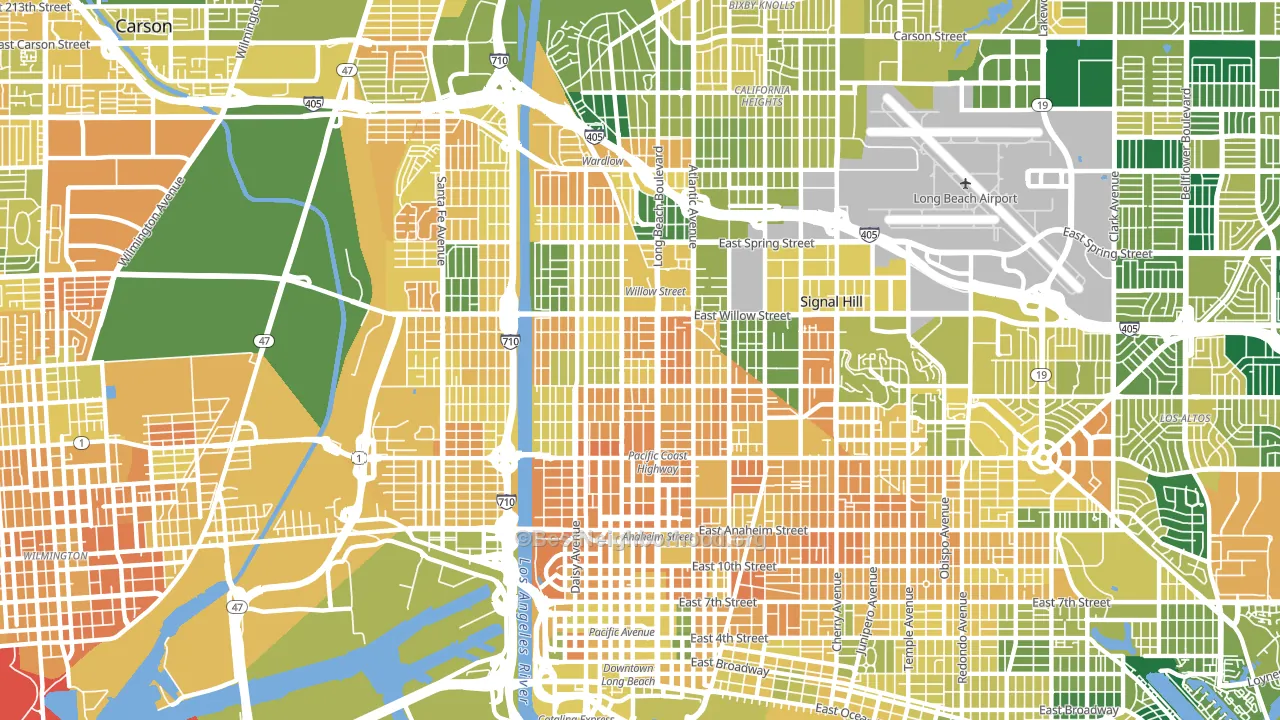 90806, CA block-group voter-turnout map