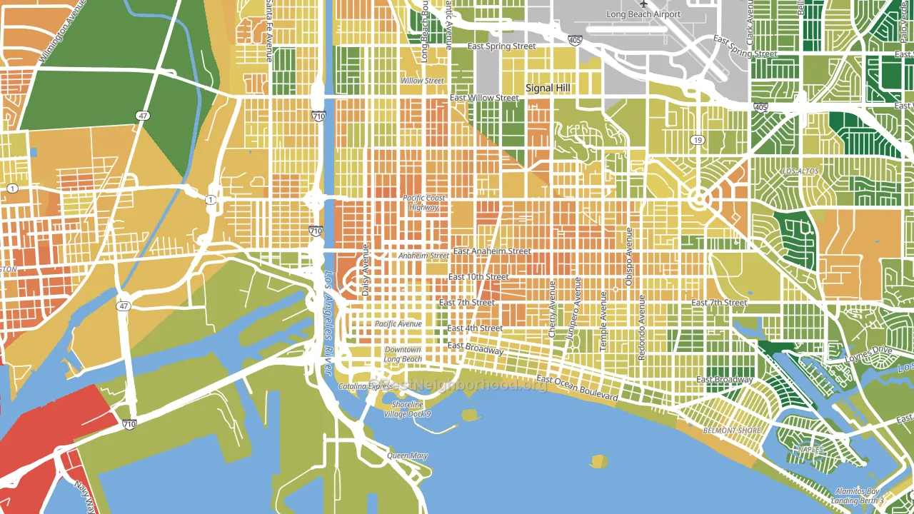 90813, CA block-group voter-turnout map