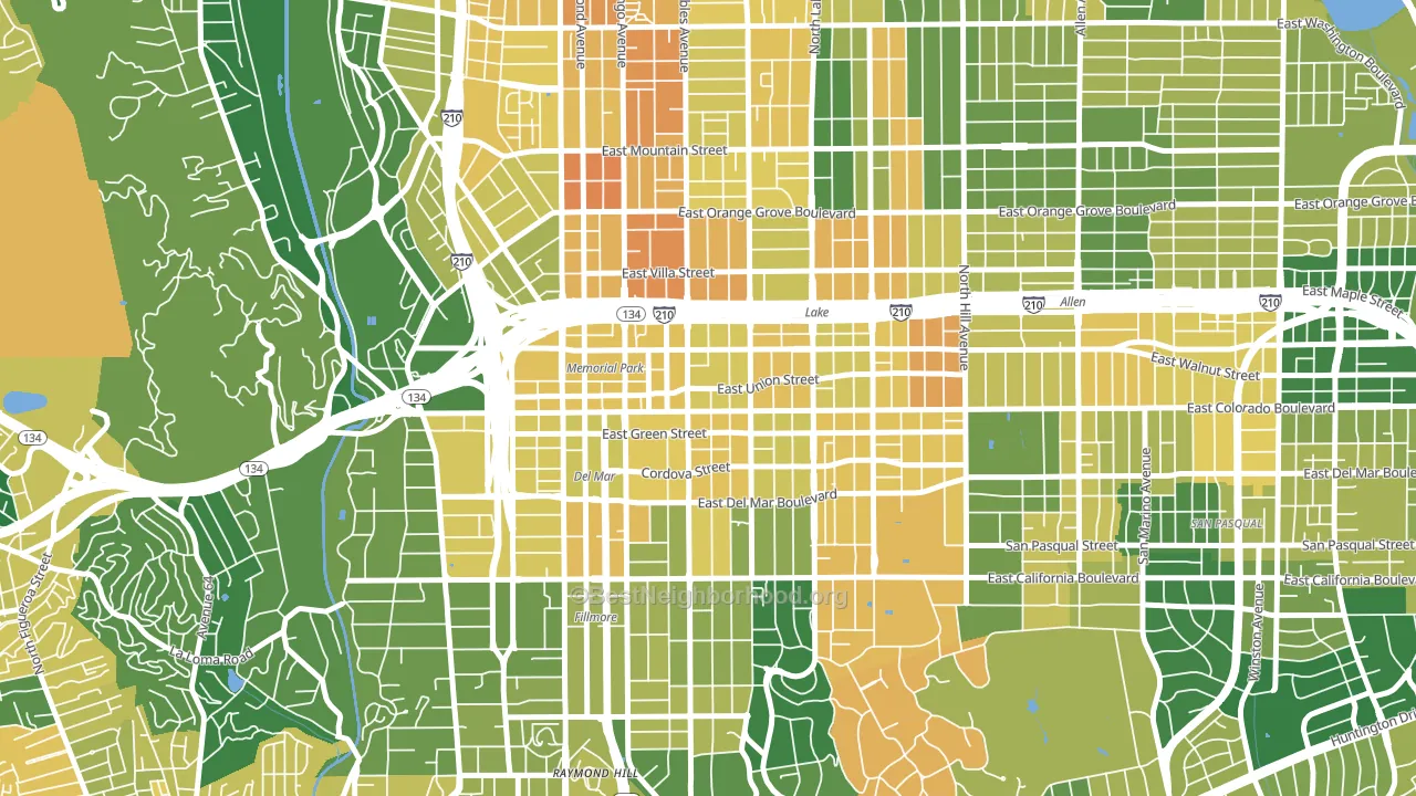 91101, CA block-group voter-turnout map