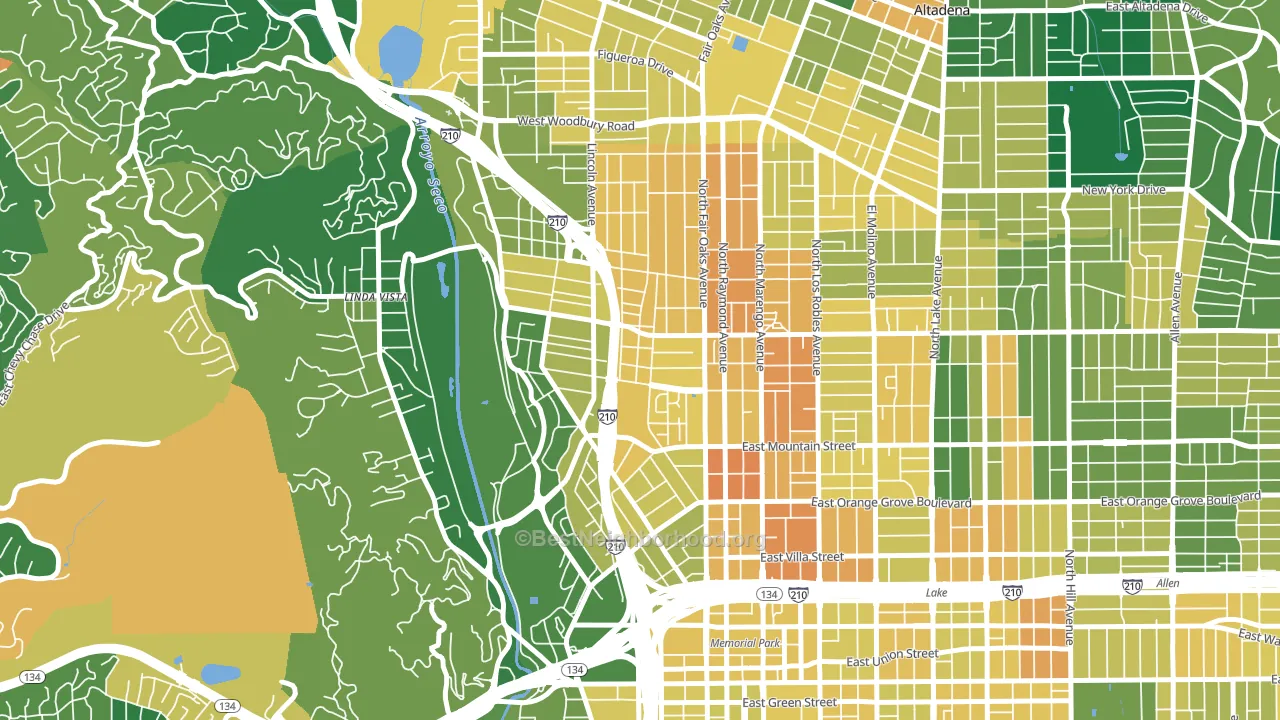 91103, CA block-group voter-turnout map