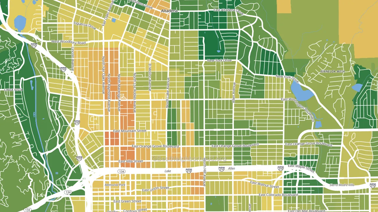 91104, CA block-group voter-turnout map