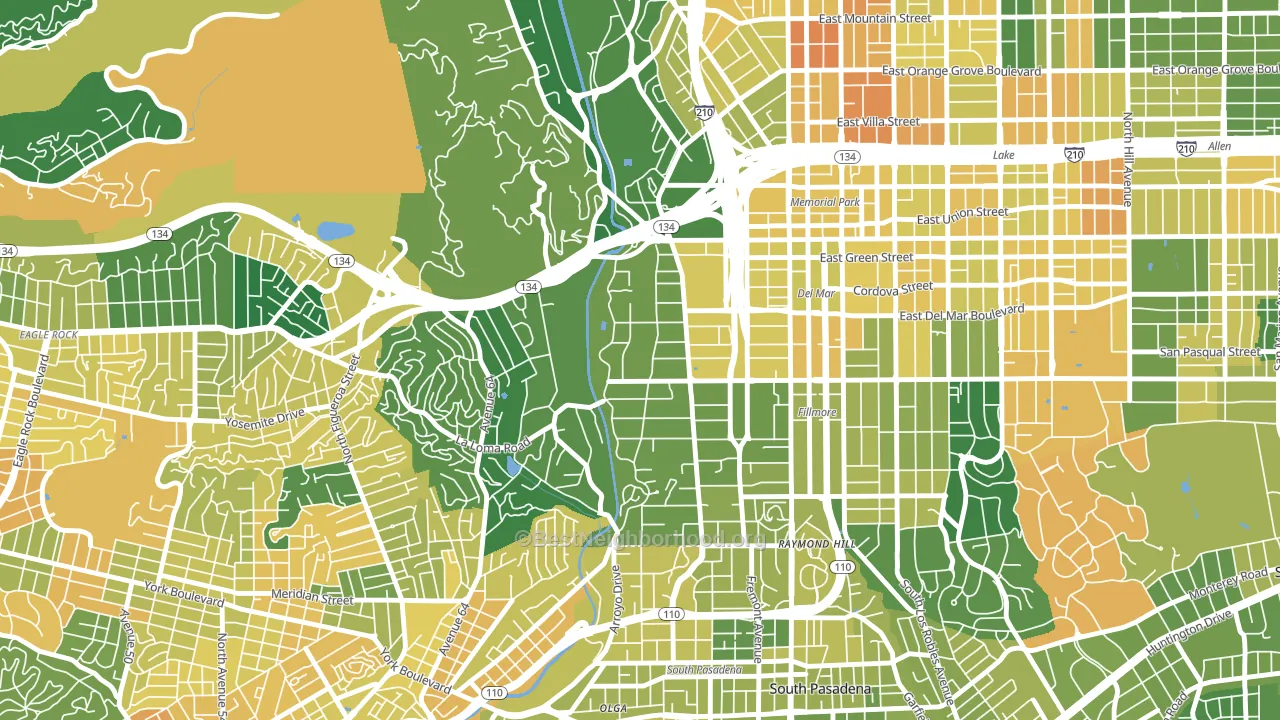 91105, CA block-group voter-turnout map