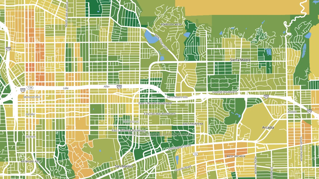 91107, CA block-group voter-turnout map