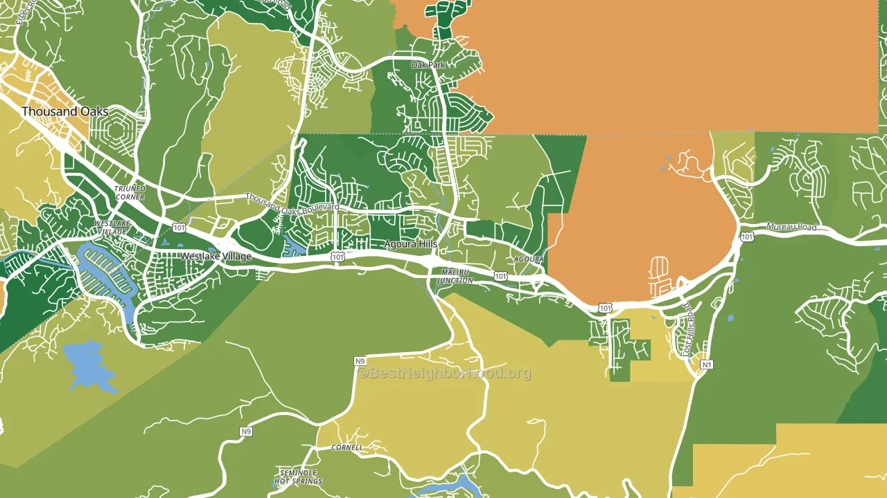 91301, CA block-group voter-turnout map