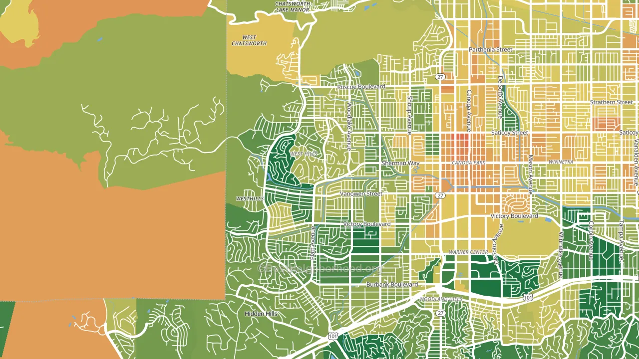 91307, CA block-group voter-turnout map
