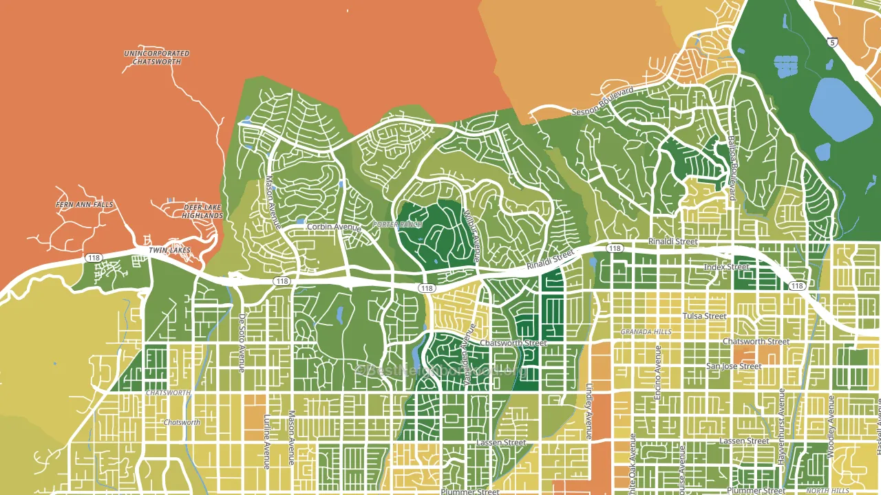 91326, CA block-group voter-turnout map