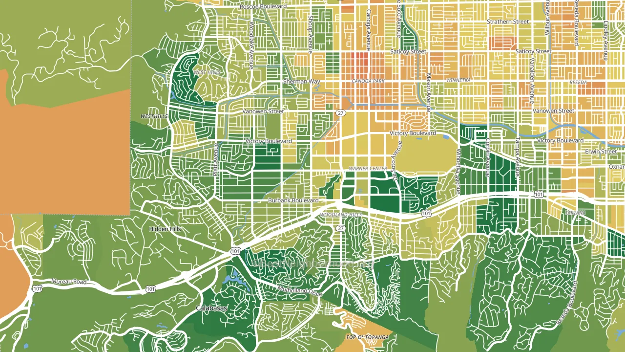 91367, CA block-group voter-turnout map