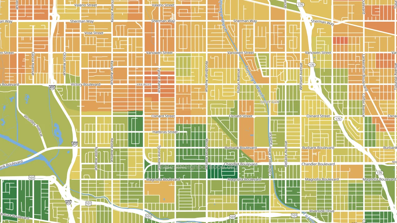 91401, CA block-group voter-turnout map