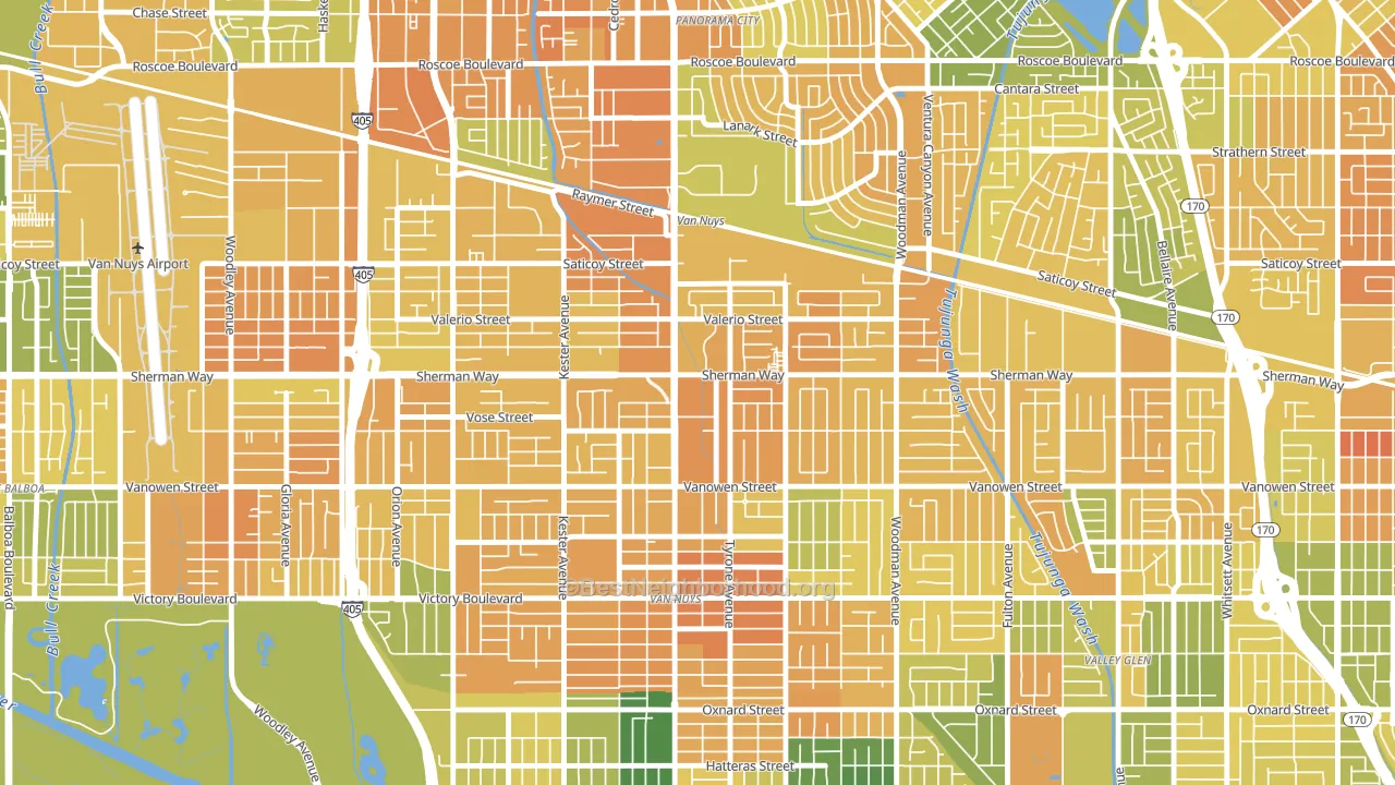 91405, CA block-group voter-turnout map