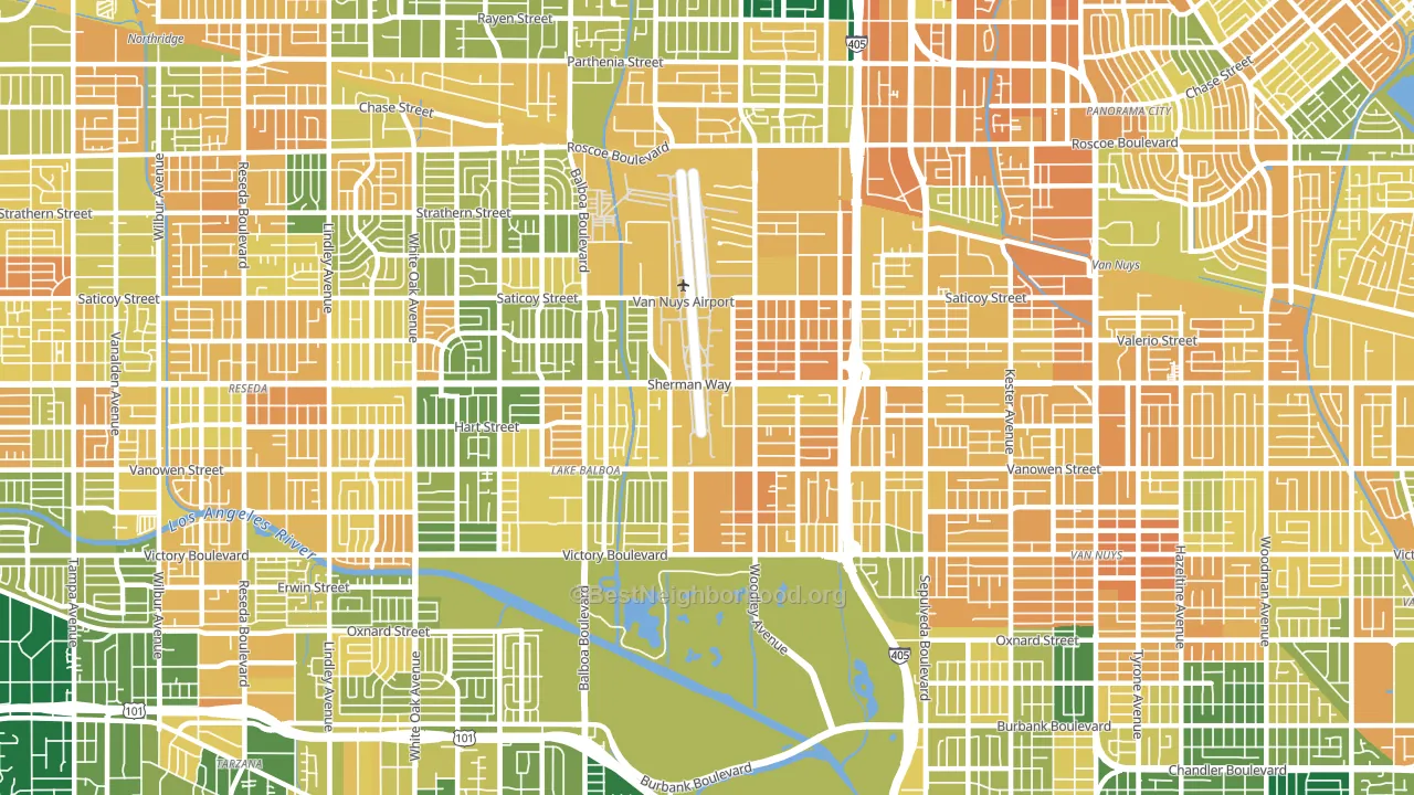 91406, CA block-group voter-turnout map