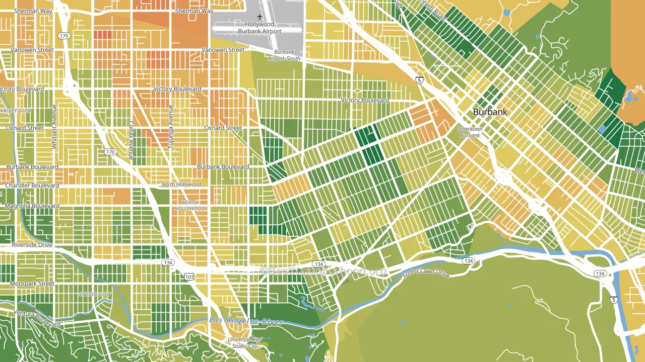 91505, CA block-group voter-turnout map