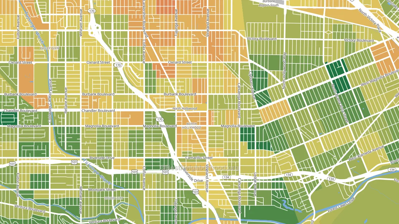 91601, CA block-group voter-turnout map