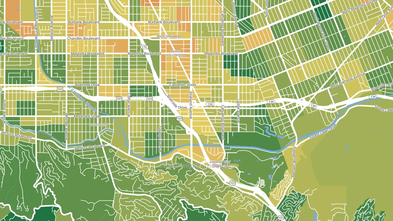 91602, CA block-group voter-turnout map