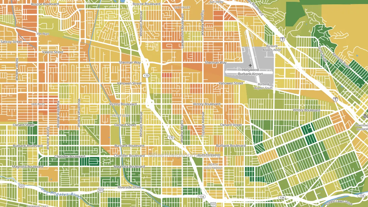 91606, CA block-group voter-turnout map