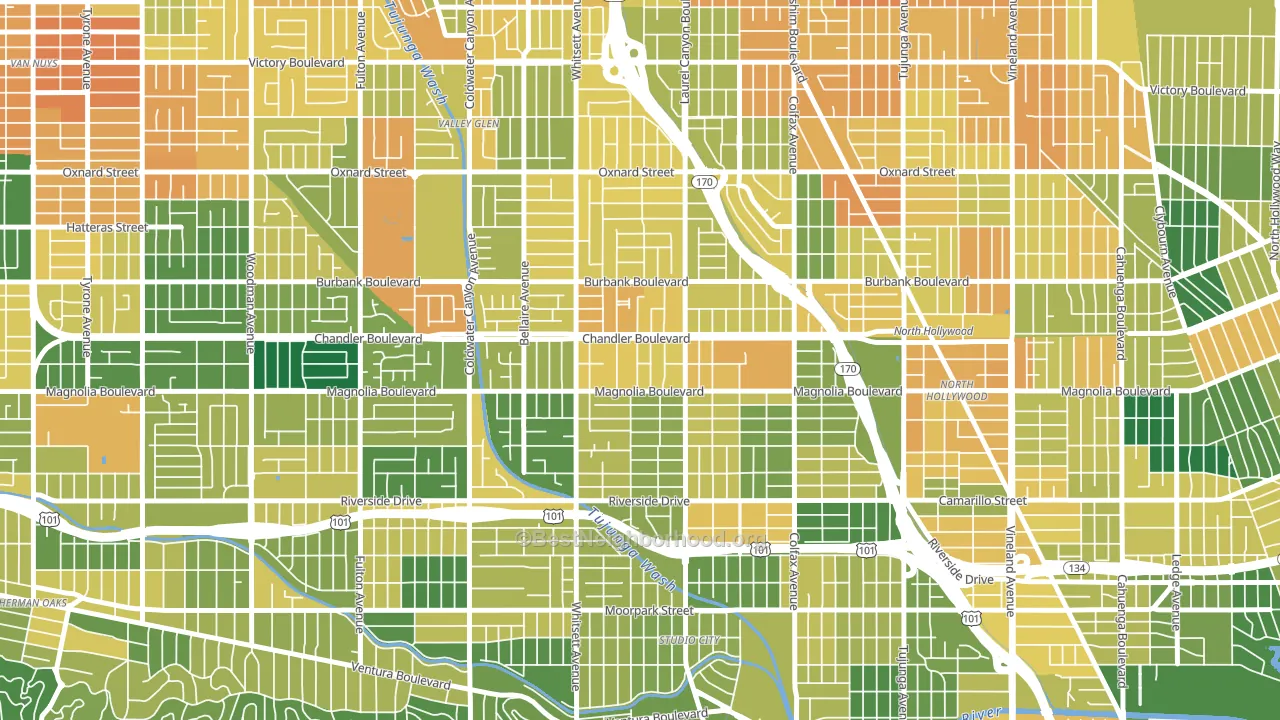 91607, CA block-group voter-turnout map