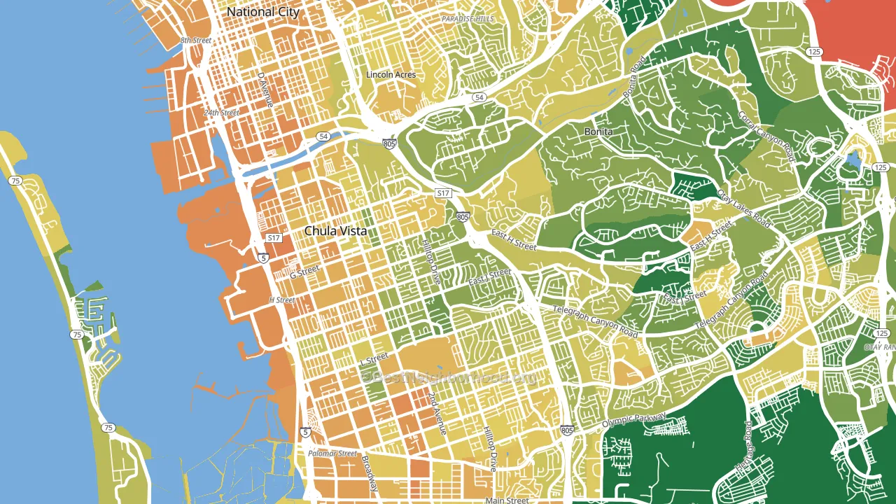 91910, CA block-group voter-turnout map
