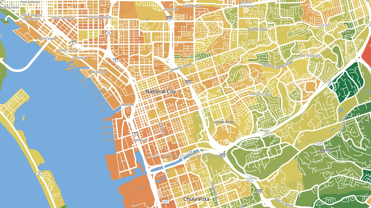 91950, CA block-group voter-turnout map