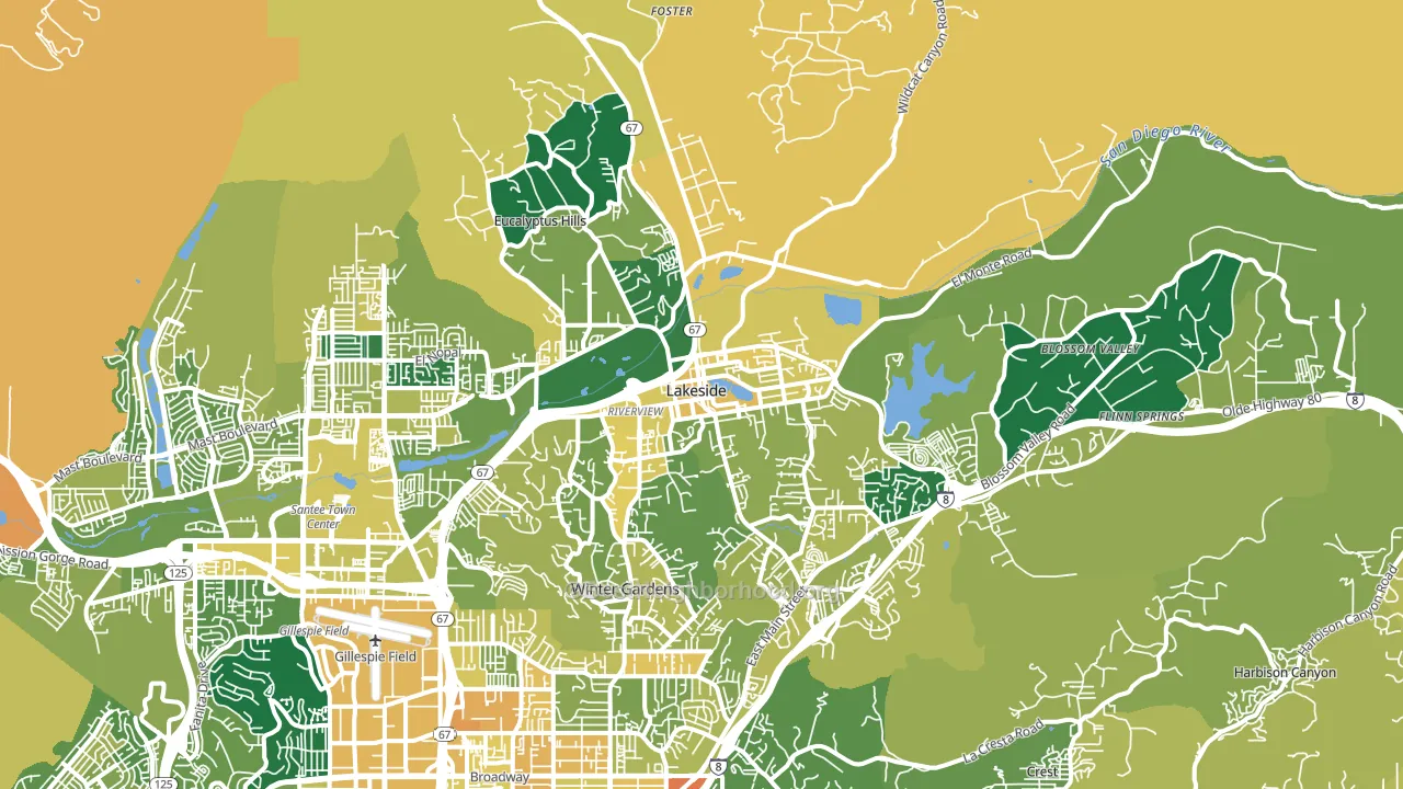 92040, CA block-group voter-turnout map