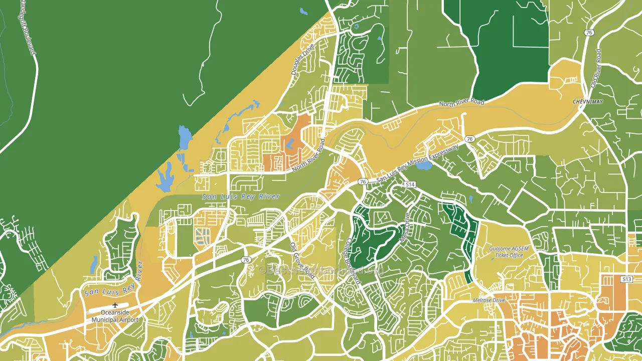 92057, CA block-group voter-turnout map