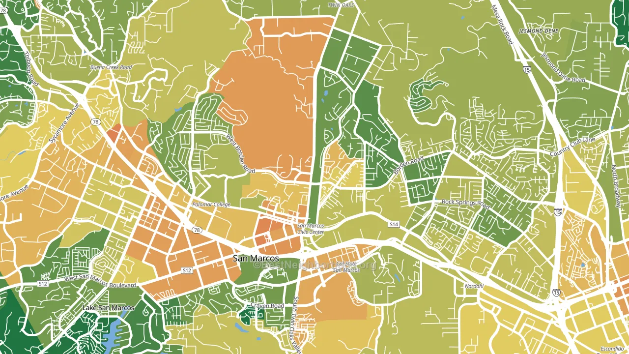 92069, CA block-group voter-turnout map