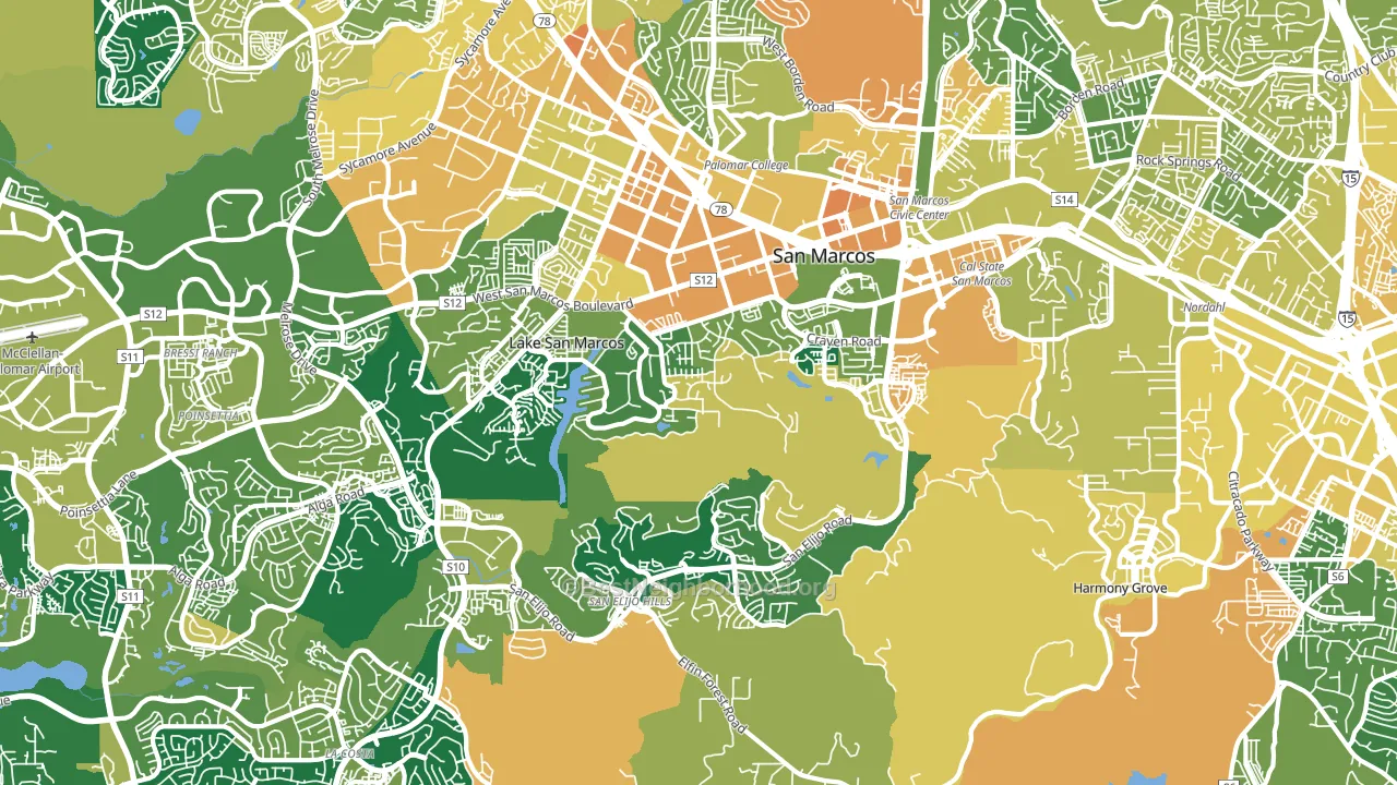 92078, CA block-group voter-turnout map