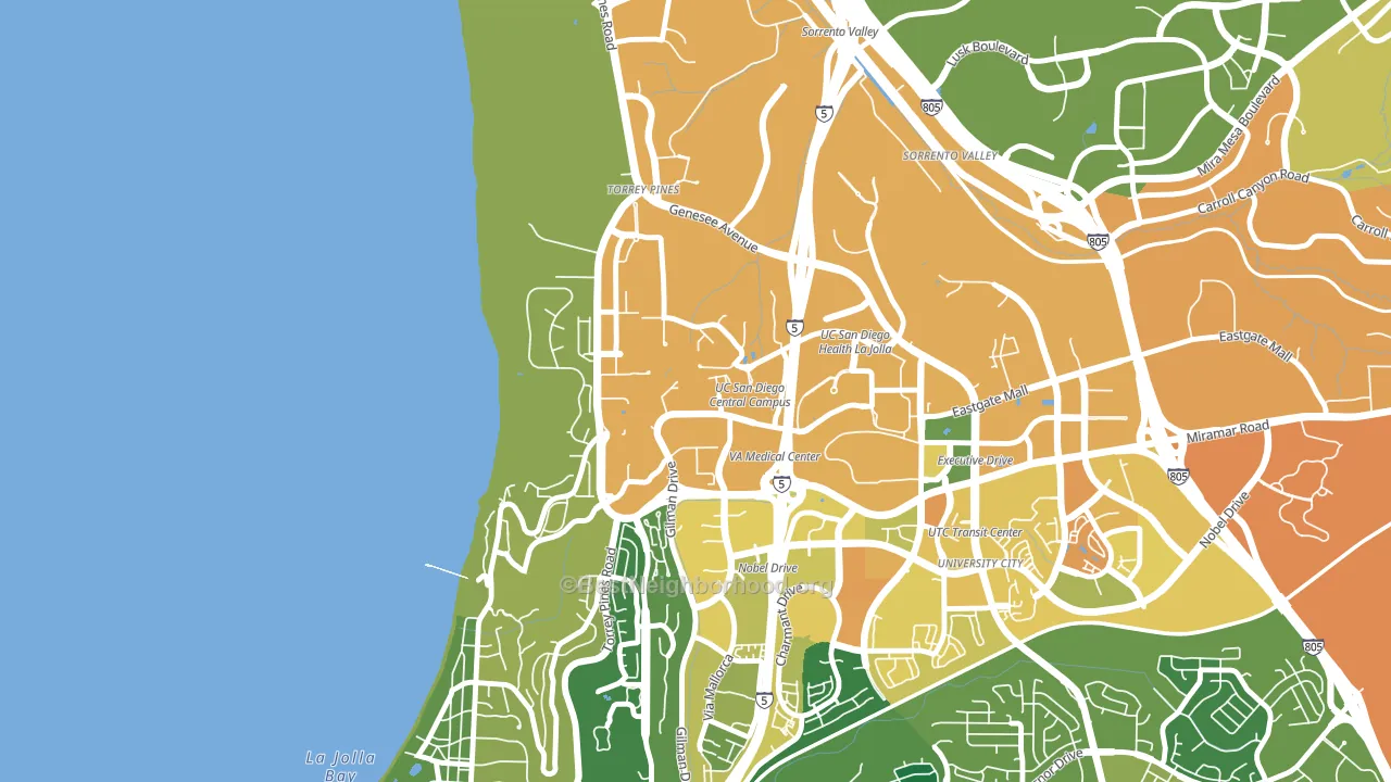92093, CA block-group voter-turnout map
