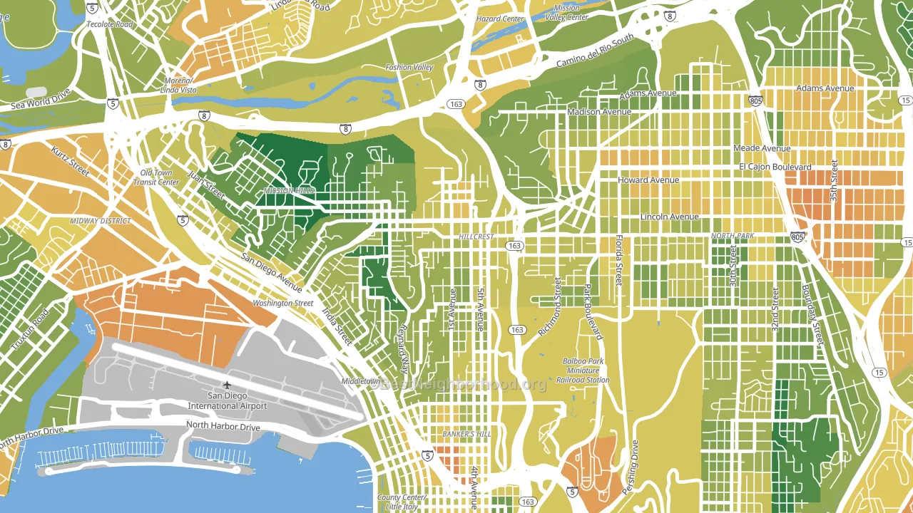 92103, CA block-group voter-turnout map