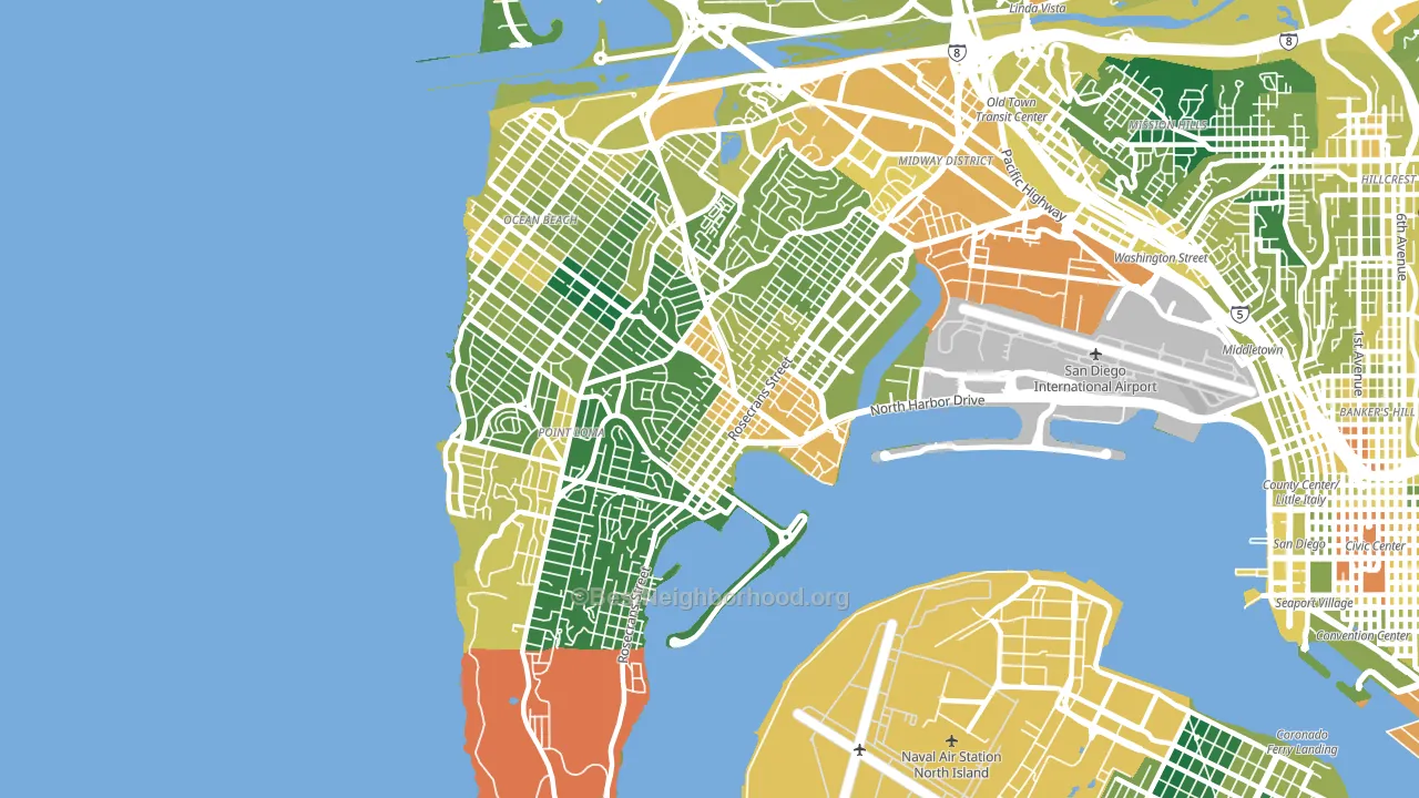 92106, CA block-group voter-turnout map