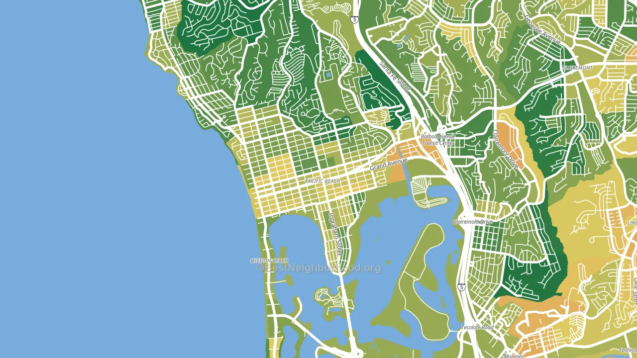 92109, CA block-group voter-turnout map