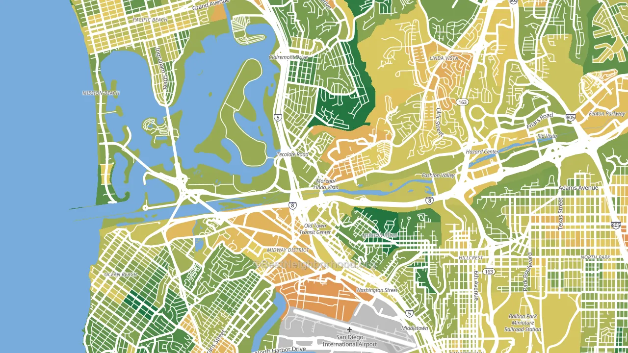 92110, CA block-group voter-turnout map