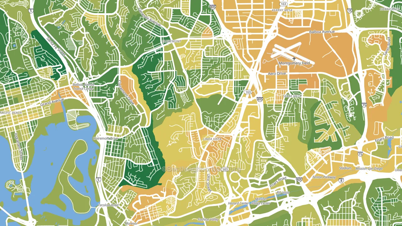 92111, CA block-group voter-turnout map