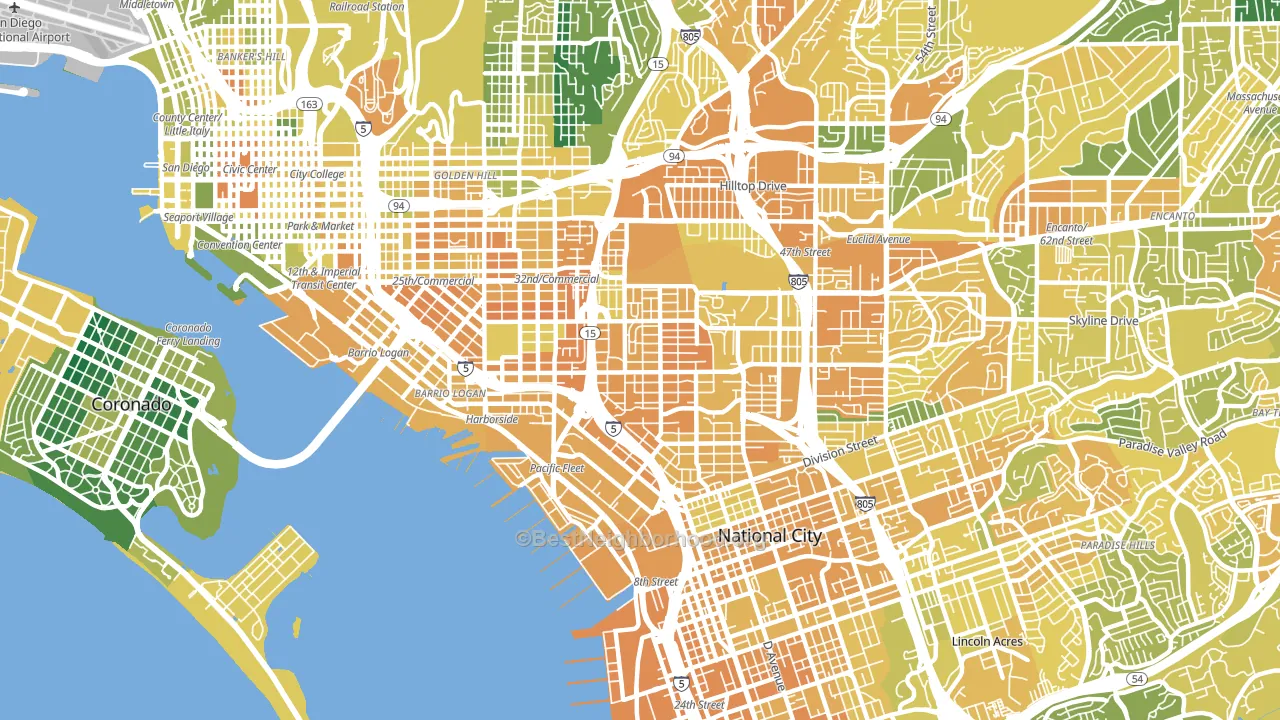 92113, CA block-group voter-turnout map