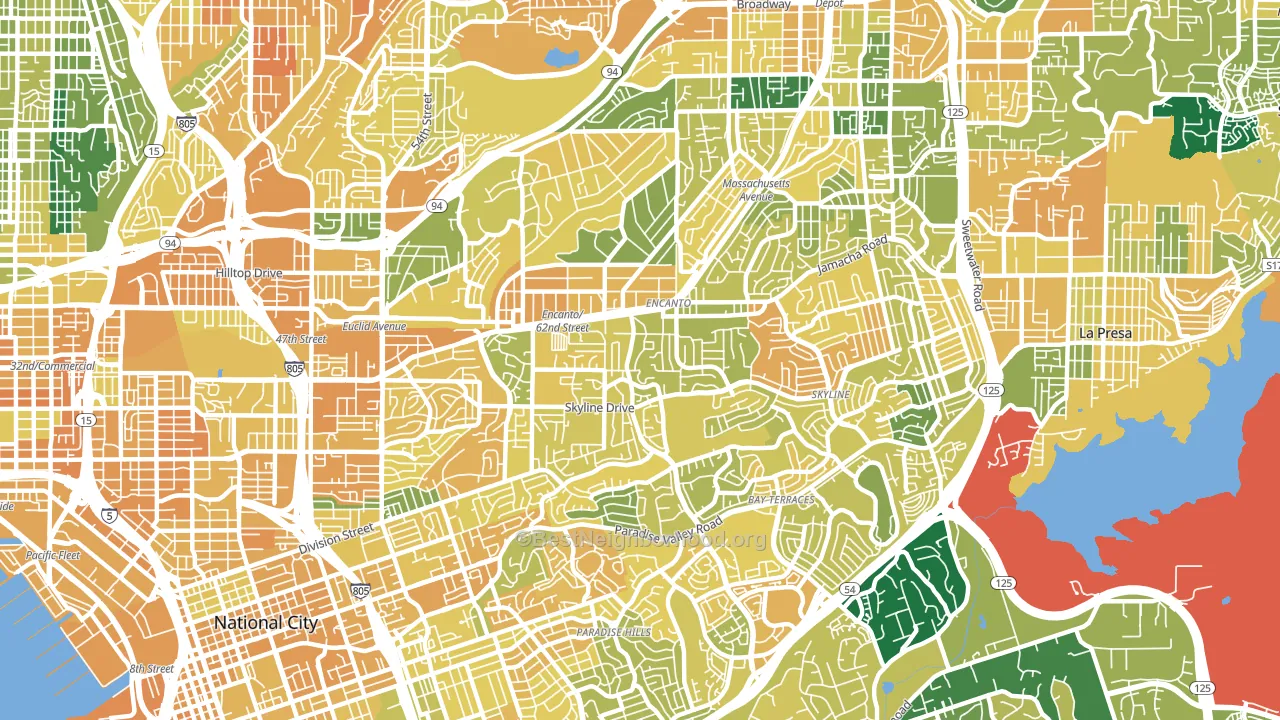 92114, CA block-group voter-turnout map