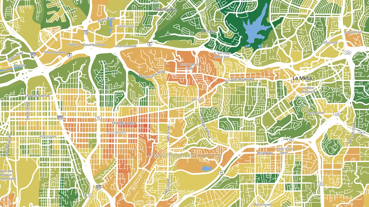 92115, CA block-group voter-turnout map