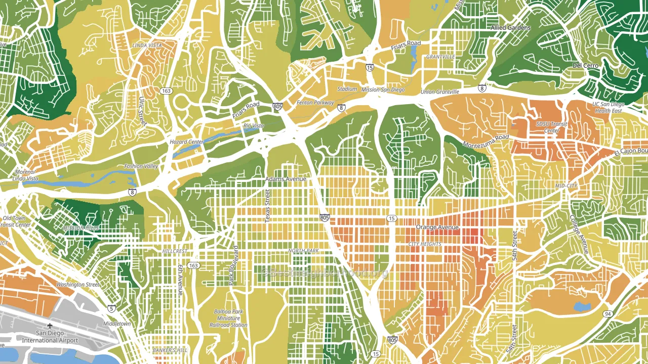 92116, CA block-group voter-turnout map