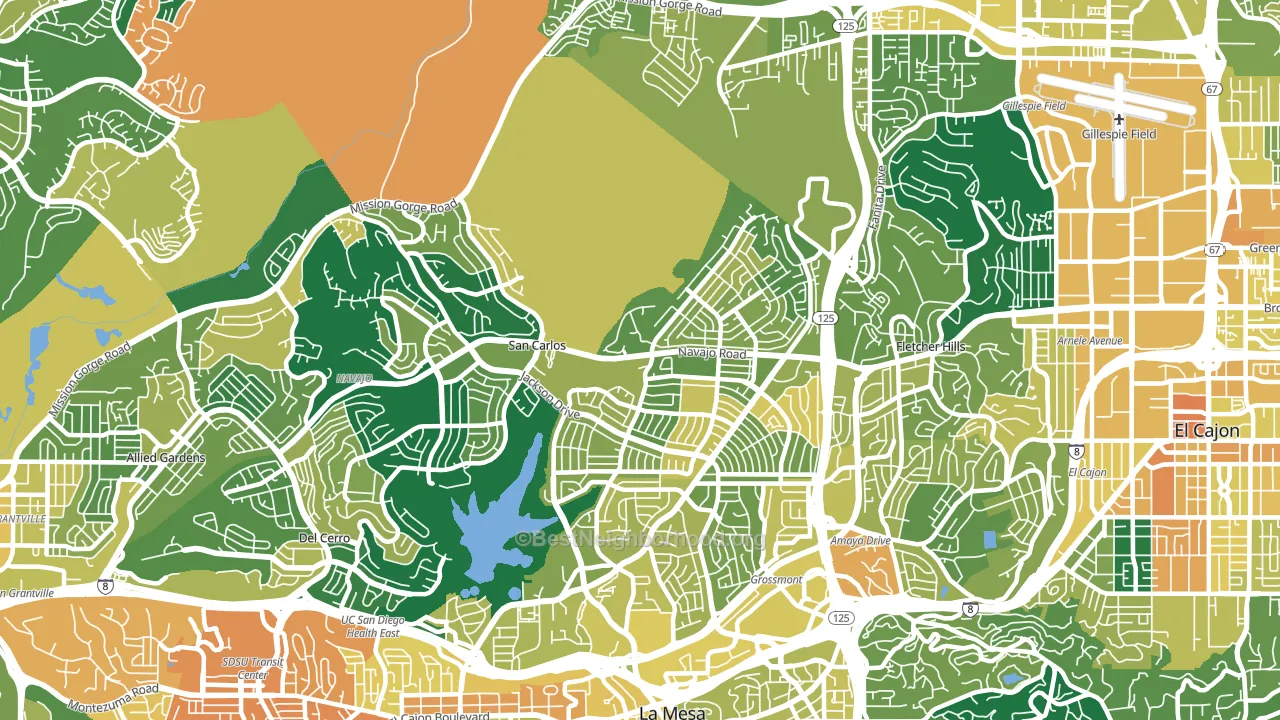 92119, CA block-group voter-turnout map