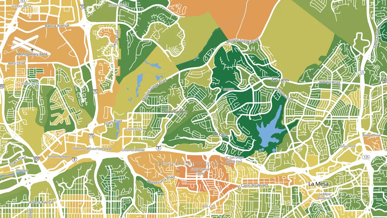 92120, CA block-group voter-turnout map