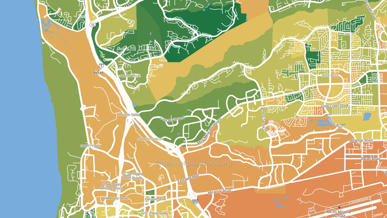 92121, CA block-group voter-turnout map