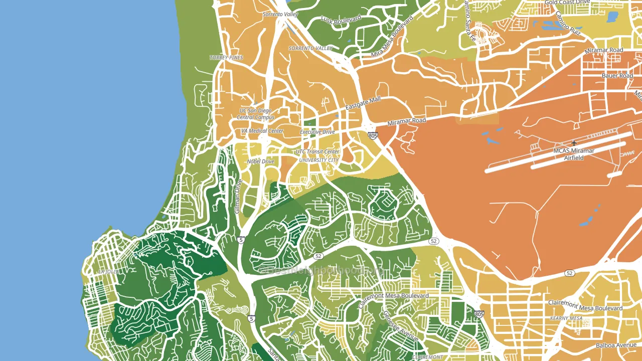 92122, CA block-group voter-turnout map