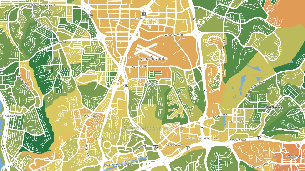 92123, CA block-group voter-turnout map