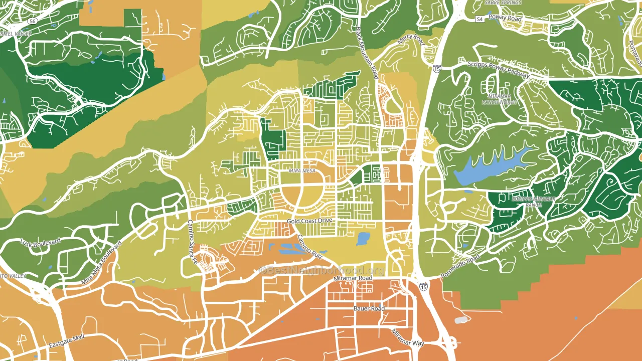 92126, CA block-group voter-turnout map