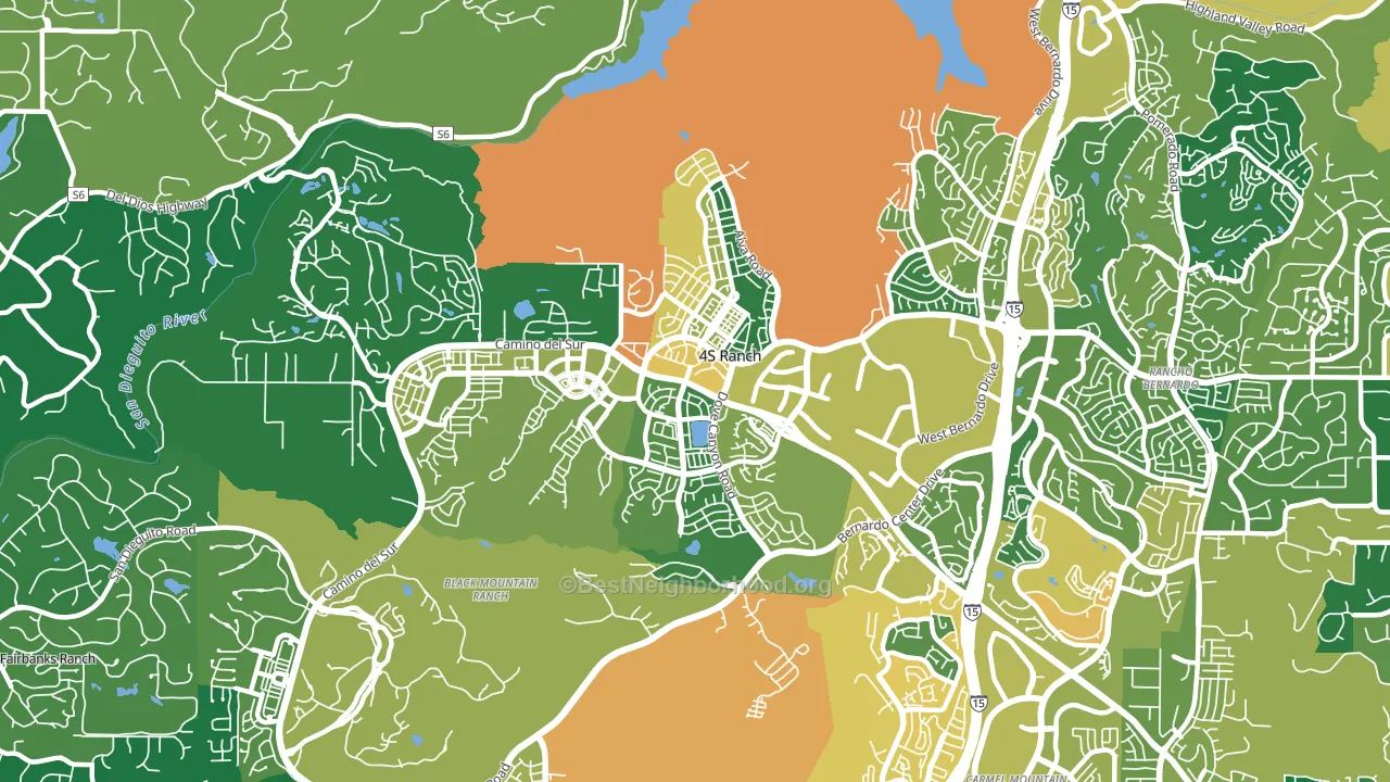 92127, CA block-group voter-turnout map