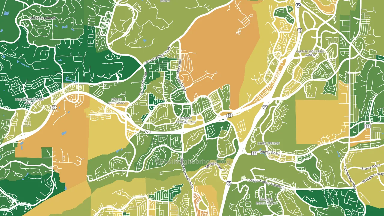 92129, CA block-group voter-turnout map