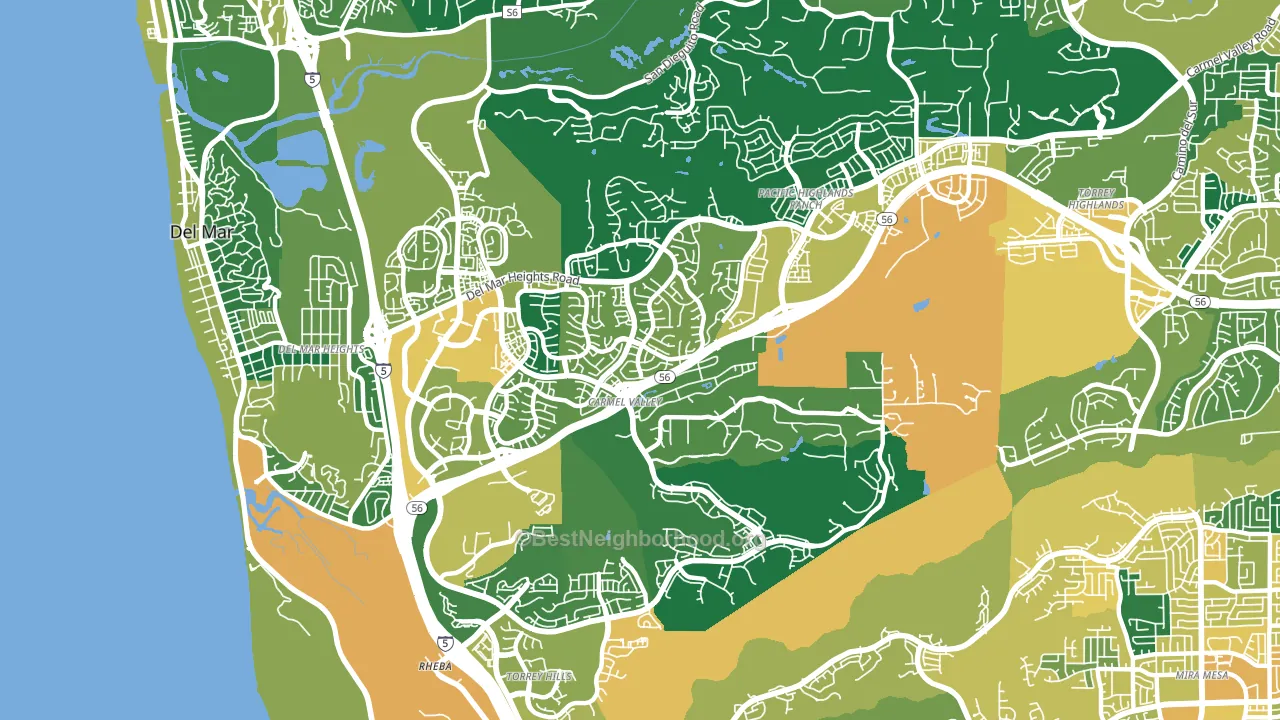 92130, CA block-group voter-turnout map