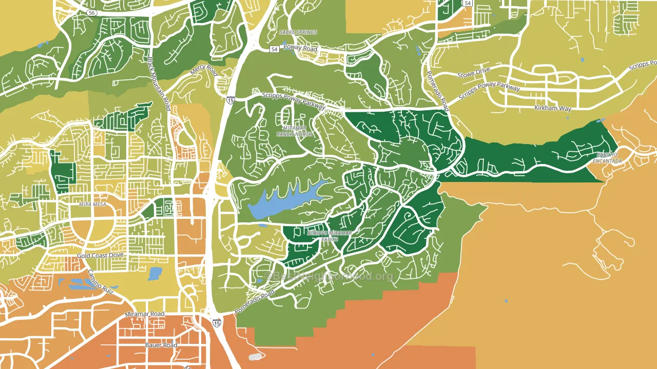 92131, CA block-group voter-turnout map