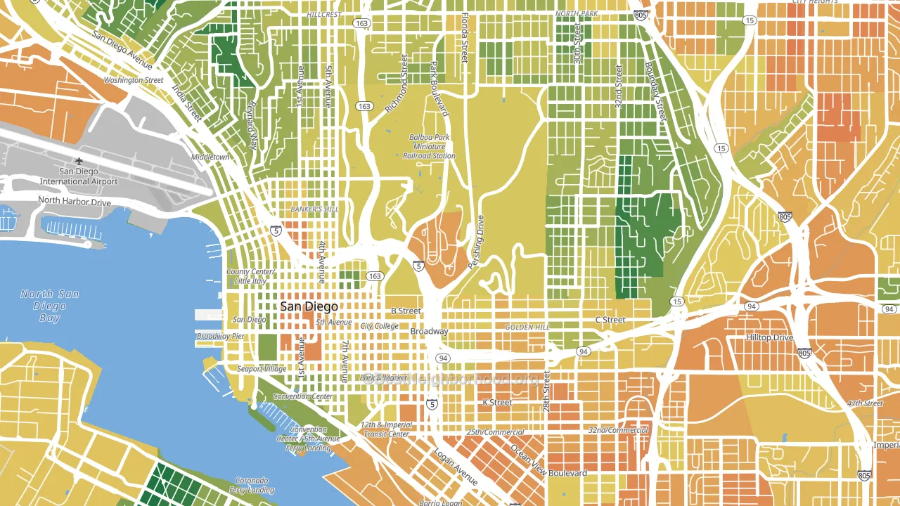 92134, CA block-group voter-turnout map