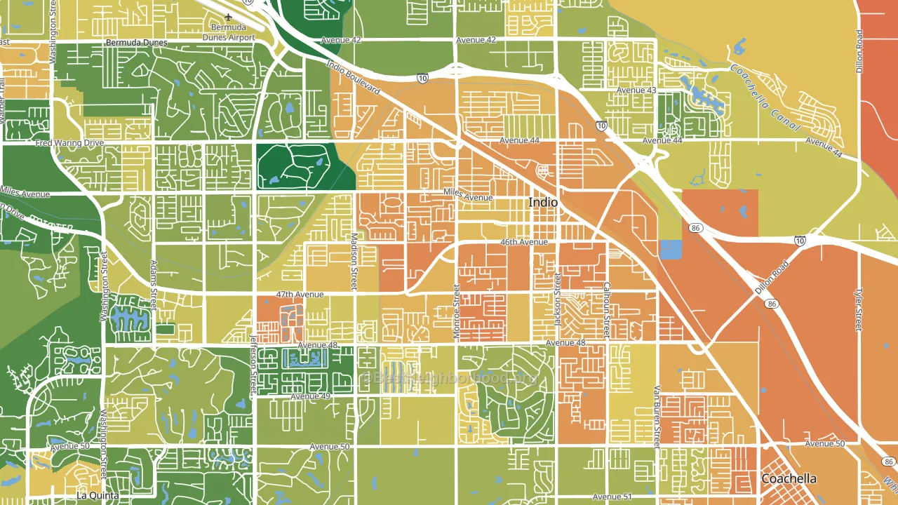 92201, CA block-group voter-turnout map